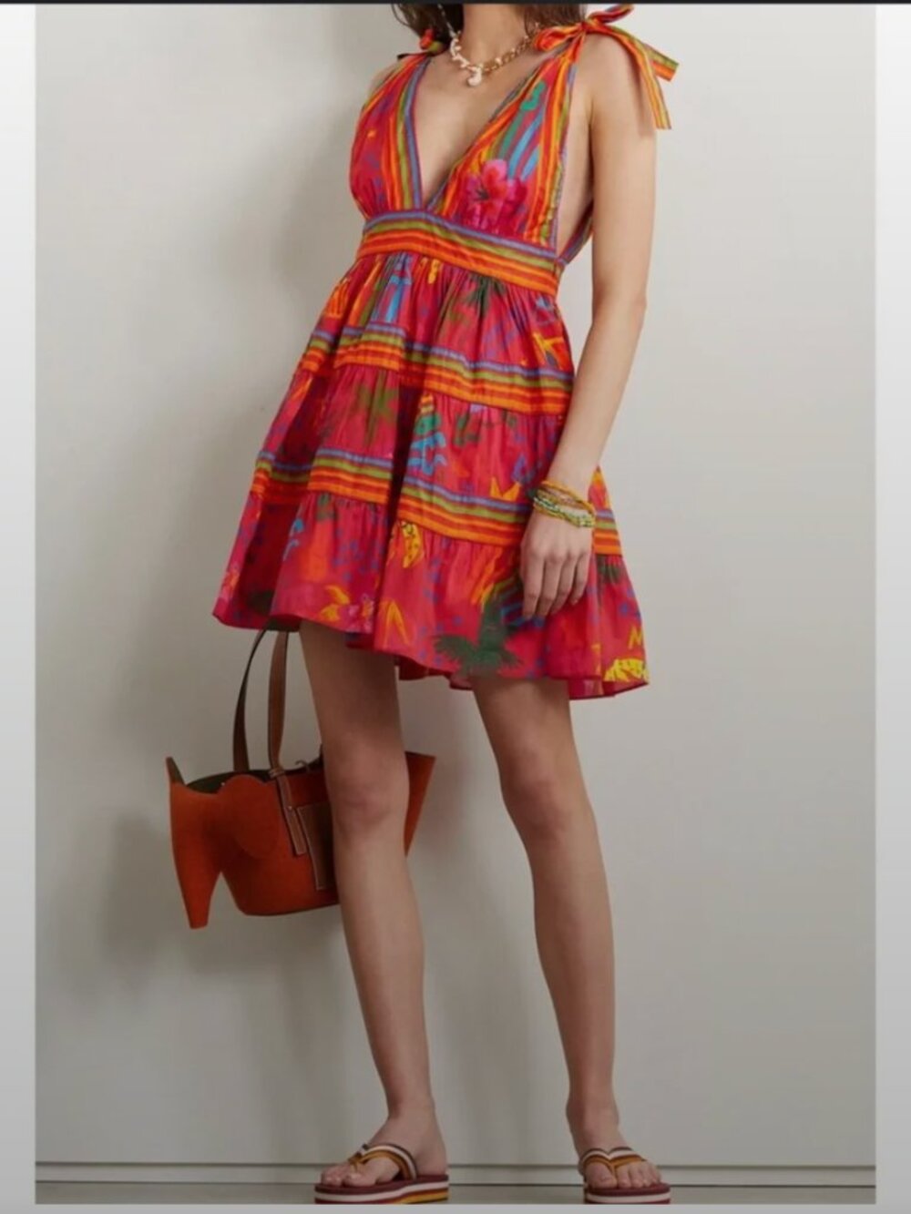 Farm Rio Good Vibes Mini Dress in Red Size Medium